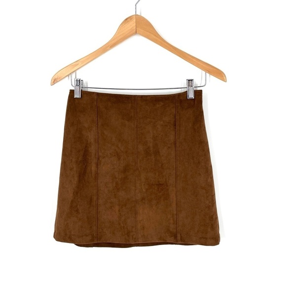 Abercrombie & Fitch Chocolate Brown Vegan Faux Suede Mini Skirt - Picture 1 of 7